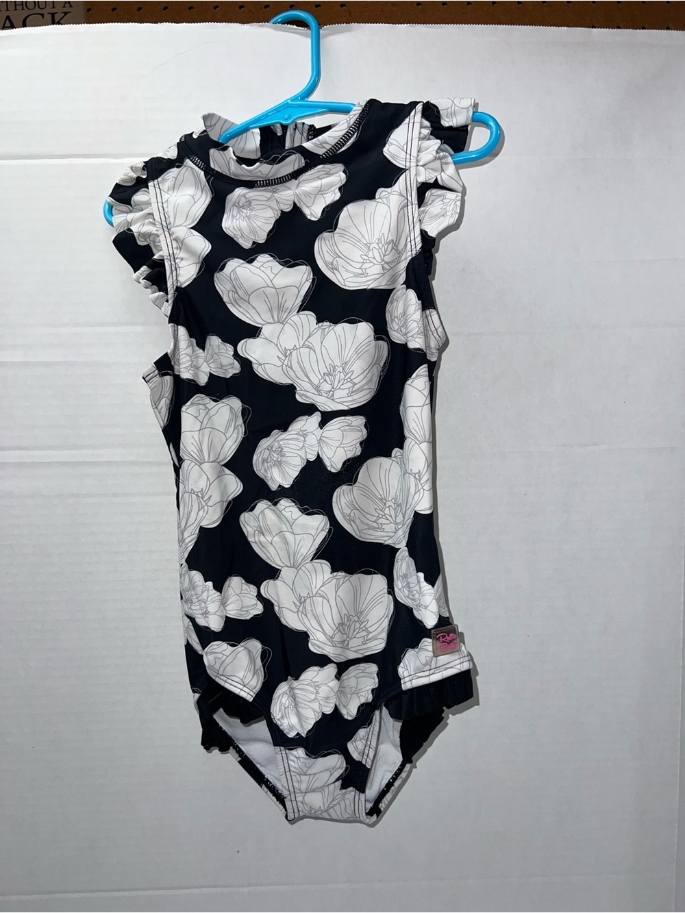 Ruffle Butts Black and White Floral Swim One-Piece